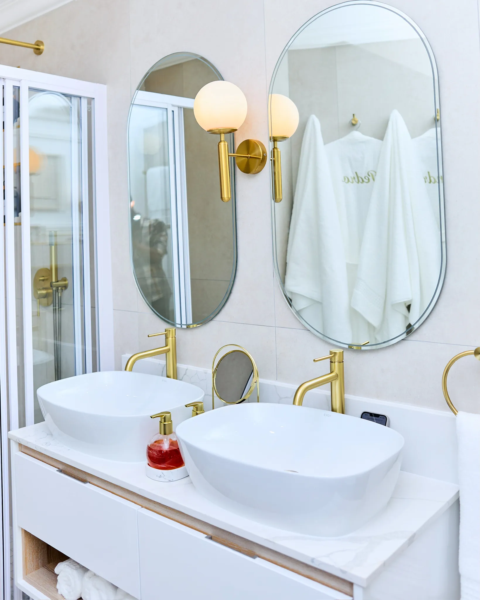The Golden Bathroom — elegant vanity area